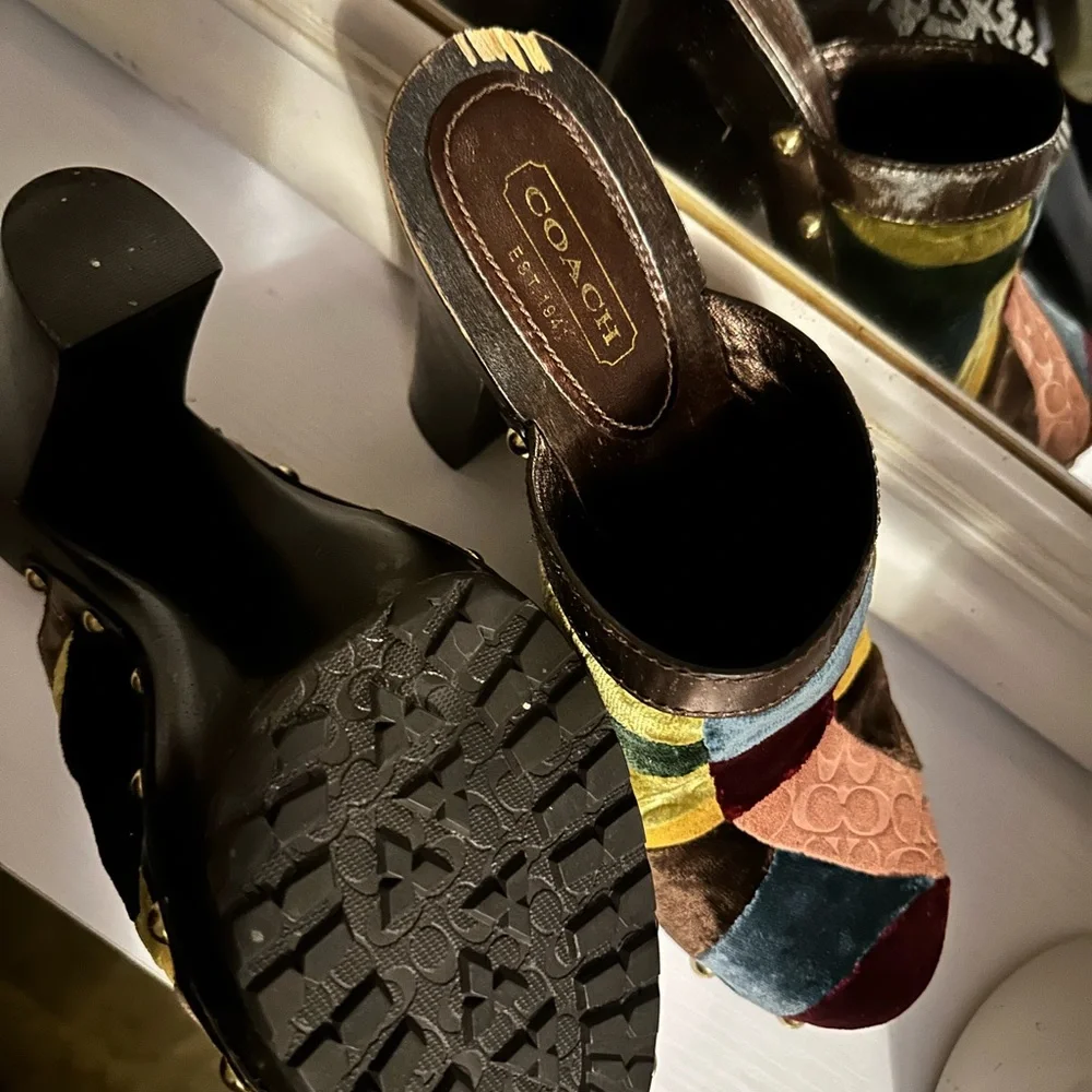 Coach Women's Colorful Patchwork Mules - Picture 3 of 3